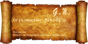 Gritzmacher Miklós névjegykártya
